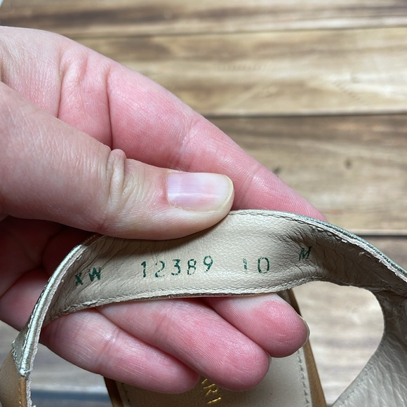 Stuart Weitzman Strappy Metallic Heels 10M S36 - Picture 6 of 8